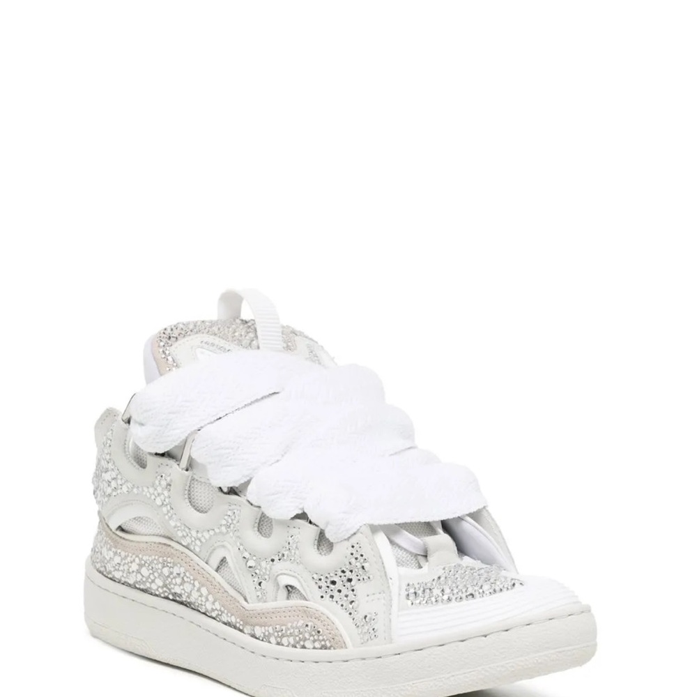 White and Silver Embellished Sneakers
